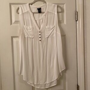 Torrid White Sleeveless Blouse with Button Accents